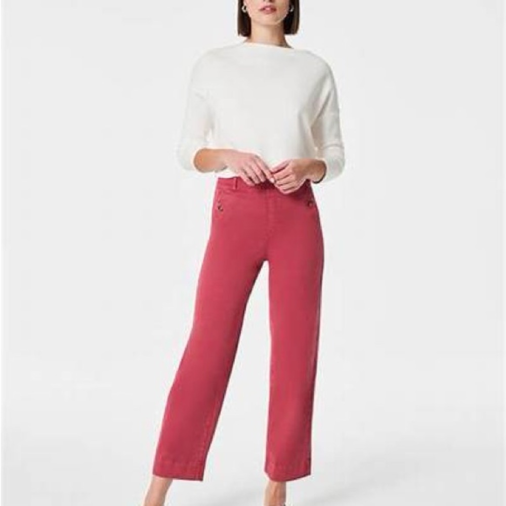 New SPANX Stretch Twill High-Waisted Cropped Wide Leg pants